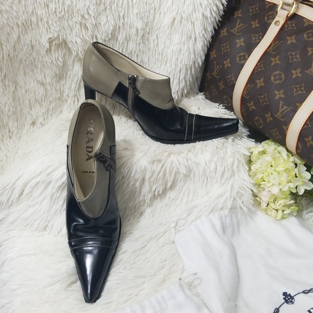 PRADA ankle boots booties heels shoes black grey
